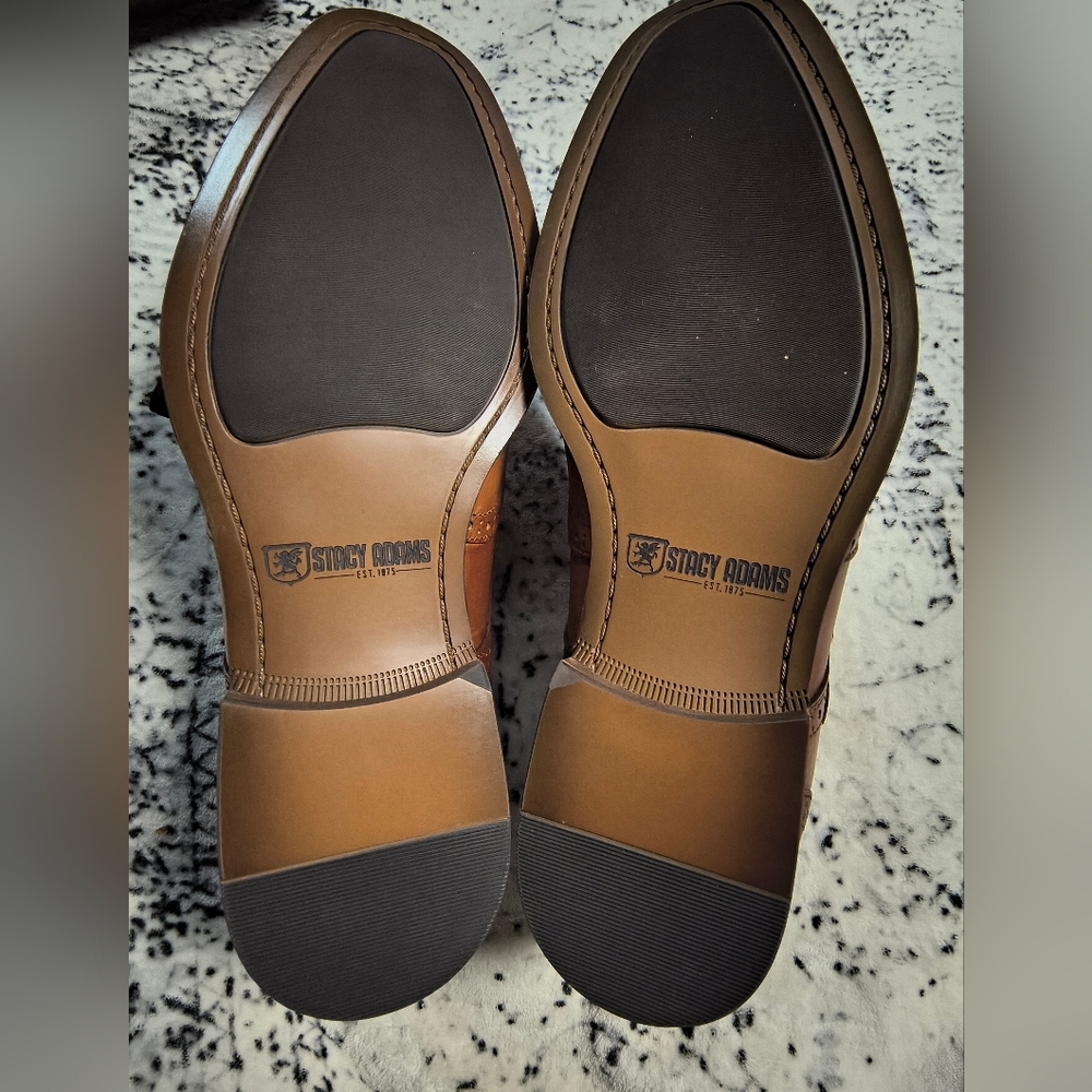 Karson Wingtip Double Monk Strap Stacy Adams Dress Shoes - Cognac US 8 Defective - Picture 4 of 9
